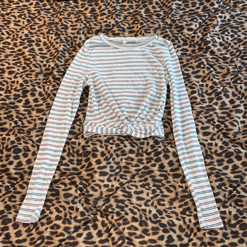SAGE USA Striped ribbed crop top